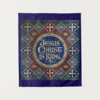 'Jesus Christ is KING' Christian Inspired Tapestry