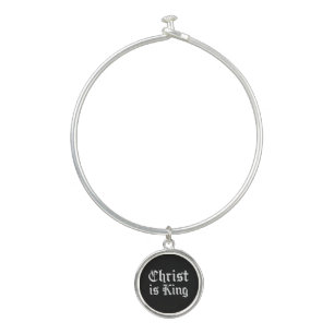 Jesus Christ Is King Gothic Blackletter Grunge Art Bangle Bracelet