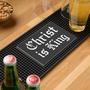 Jesus Christ Is King Gothic Blackletter Grunge Art Bar Mat