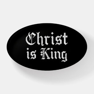 Jesus Christ Is King Gothic Blackletter Grunge Art Paperweight