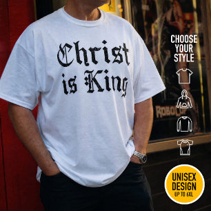 Jesus Christ Is King Gothic Blackletter Grunge Art T-Shirt