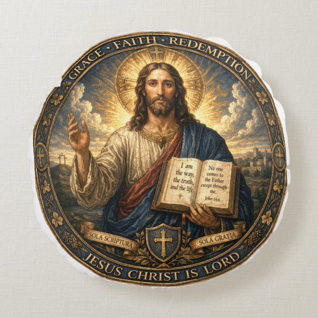 Jesus Christ is Lord Round Pillow (Front)
