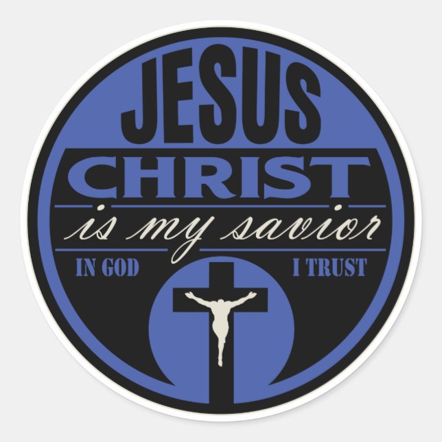 Jesus Christ is My Savior(Blue) Classic Round Sticker (Front)