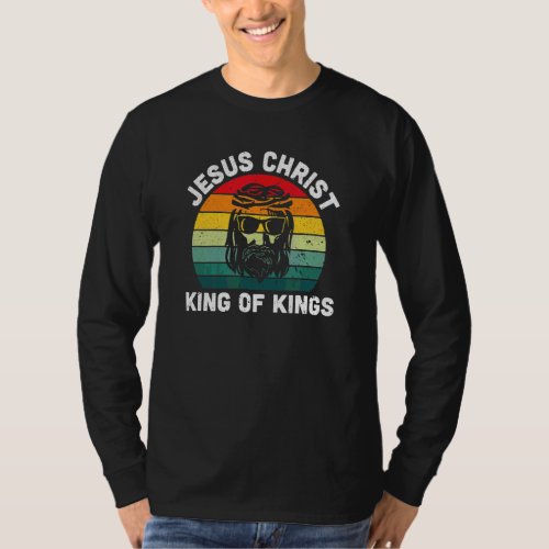 Jesus Christ King Of Kings Hipster Cool Sunset Ret T_Shirt
