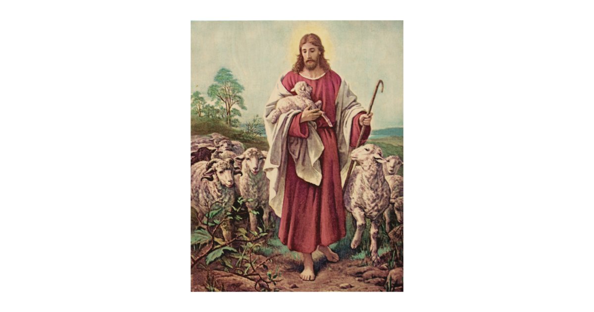 Jesus Christ Lamb Love Painting Shepherd Vintage Wood Wall Art