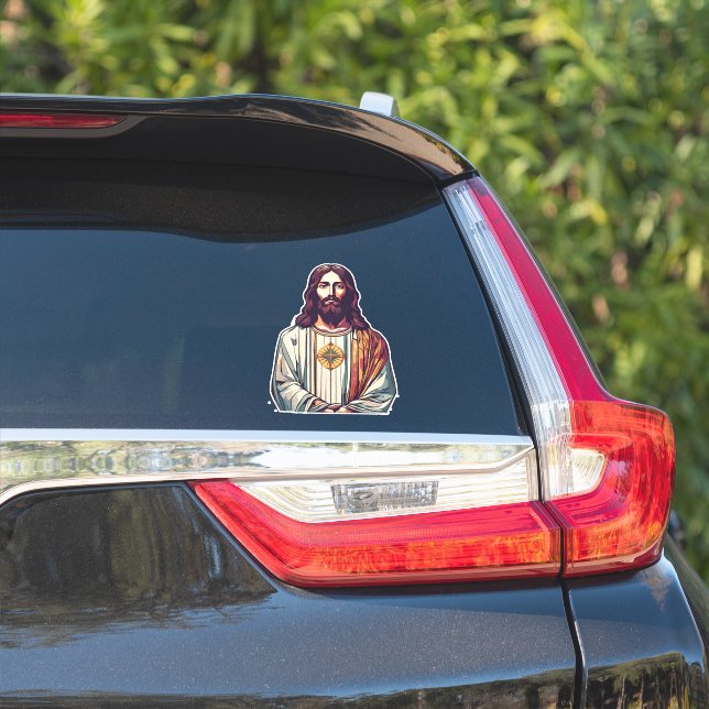 jesus christ lord and savior car sticker (Car Side)