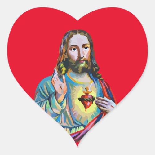 Jesus Christ Lord Savior abstract original art Heart Sticker