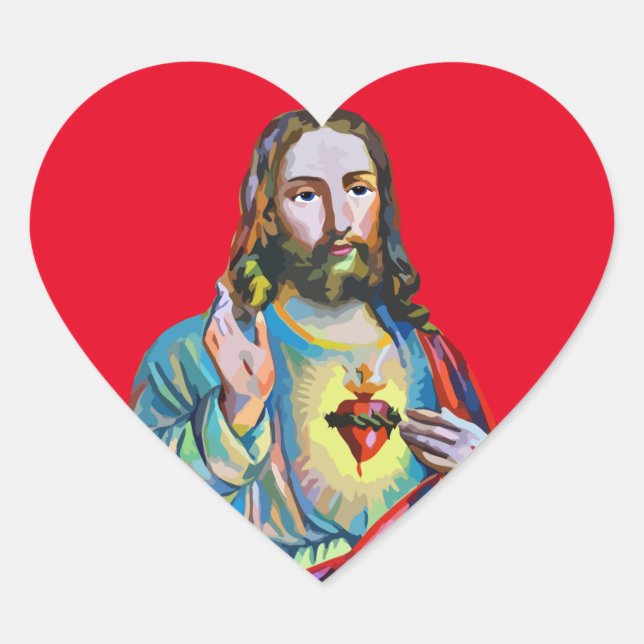 Jesus Christ Lord Savior abstract original art Heart Sticker (Front)