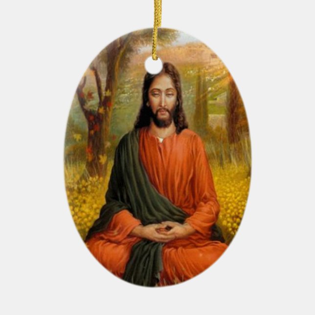 Jesus Christ Meditation Ceramic Ornament (Front)
