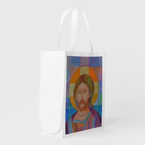 Jesus Christ Modern depiction contemporary art Grocery Bag