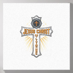 Jesus Christ My Living Hope Vintage Cross Canvas Photo Tile
