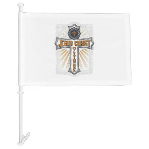 Jesus Christ My Living Hope Vintage Cross Car Flag