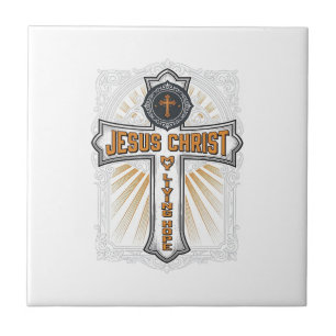 Jesus Christ My Living Hope Vintage Cross Ceramic Tile