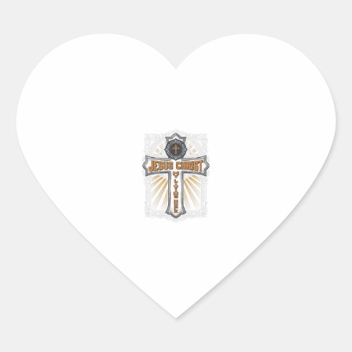 Jesus Christ My Living Hope Vintage Cross Heart Sticker