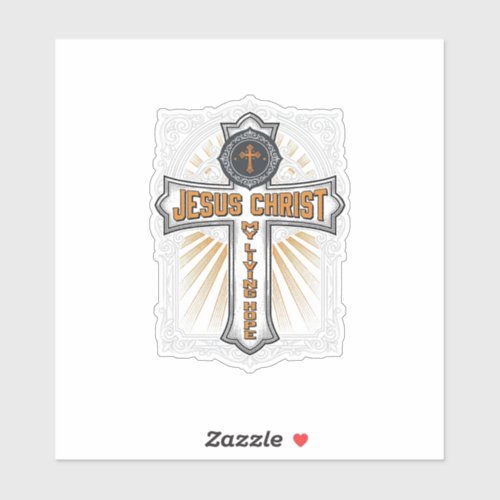 Jesus Christ My Living Hope Vintage Cross Sticker