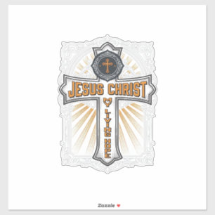 Jesus Christ My Living Hope Vintage Cross Sticker