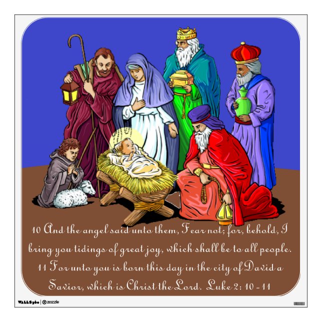Jesus Christ Nativity and Bible Verse Wall Cling Wall Sticker (Front)