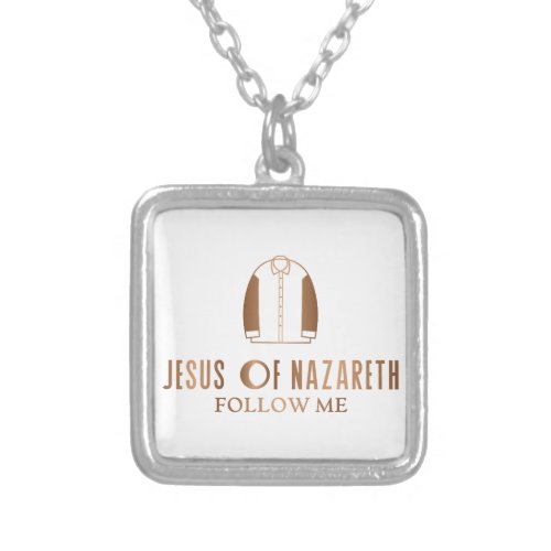 Jesus Christ of Nazareth necklace medallion tan Silver Plated Necklace