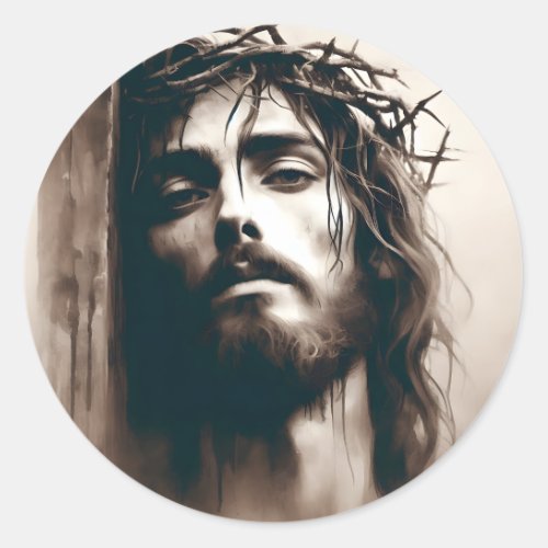 Jesus Christ On The Cross Easter Classic Round Sticker