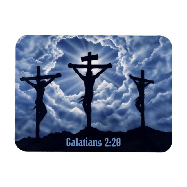 Jesus Christ On The Cross Galatians 2:20 Kitchen Magnet (Horizontal)