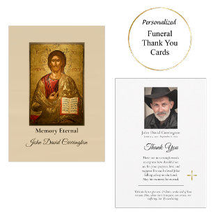 Jesus Christ Orthodox Christian Icon Funeral Thank You Card