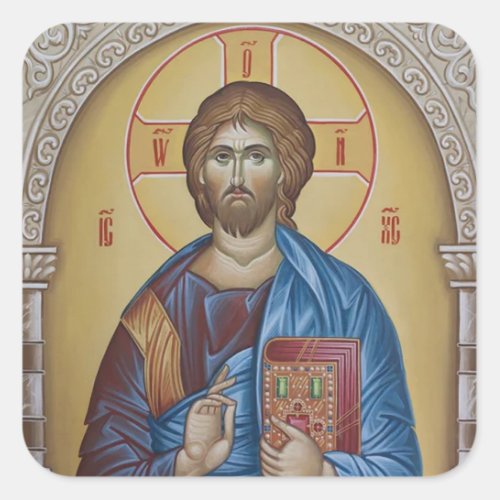 Jesus Christ Orthodox Christian Icon Square Sticker