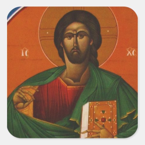 Jesus Christ Orthodox Christian Icon Square Sticker