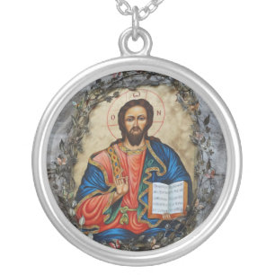 Jesus Christ Orthodox Icon Photo  Necklace
