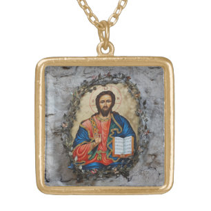 Jesus Christ Orthodox Icon Photo  Necklace