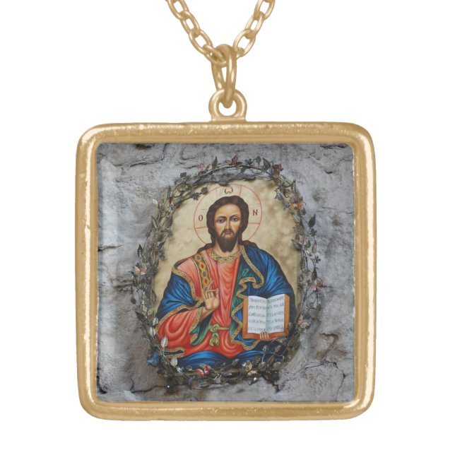 Jesus Christ Orthodox Icon Photo  Necklace (Front)