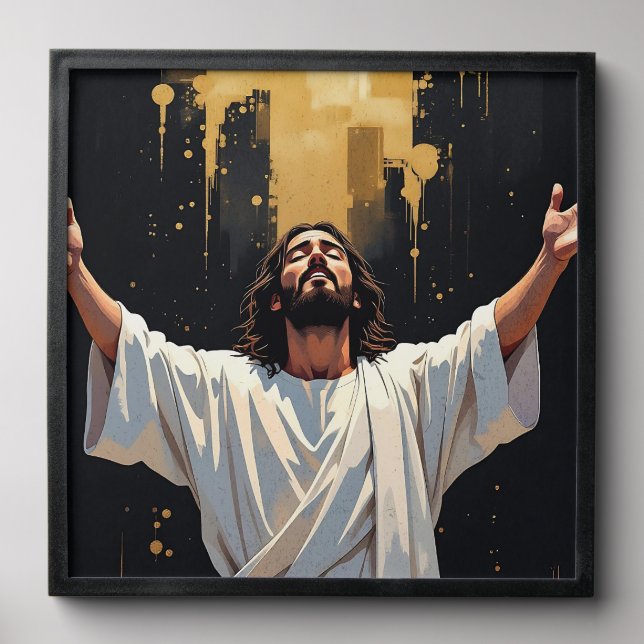 Jesus Christ Our Savior | Black and Gold Peel And Stick Photo Tile (Front Set)