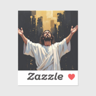 Jesus Christ Our Savior   Black and Gold Sticker