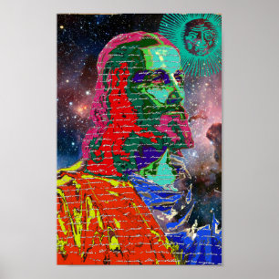 Jesus Christ Outer Space Galaxy Cosmos Stars Sun Poster