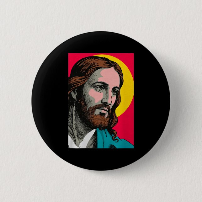 Jesus Christ P Art Religious Easter &amp; Christma Button (Front)