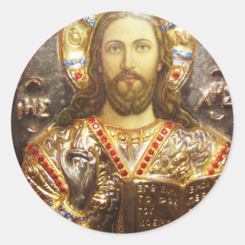 Jesus Christ Painted Icon Classic Round Sticker
