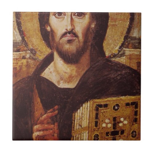 Jesus Christ Pantocrator Christian Icon Ceramic Tile