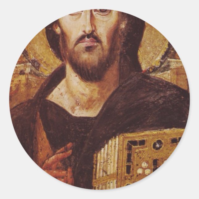 Jesus Christ Pantocrator Christian Icon Classic Round Sticker (Front)