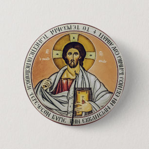 Jesus Christ Pantocrator dome of the Church Button