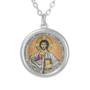 Jesus Christ Pantocrator  dome of the Church Silver Plated Necklace