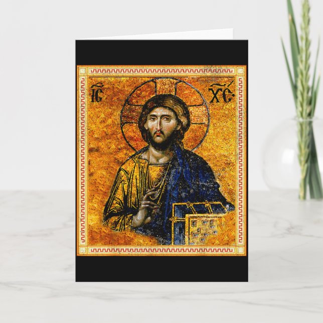 Jesus Christ Pantocrator Eastern Orthodox Byzantin Card (Front)