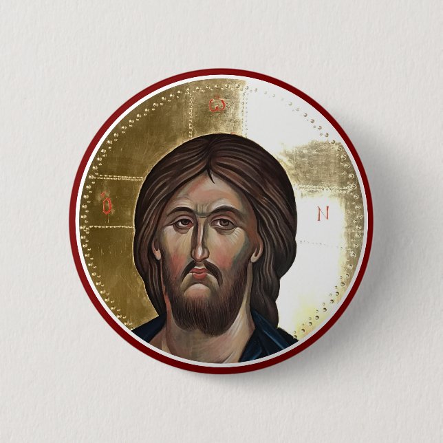 Jesus Christ Pantocrator Icon Button (Front)