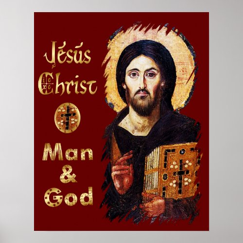 Jesus Christ Pantocrator Man  God Catholic   Poster