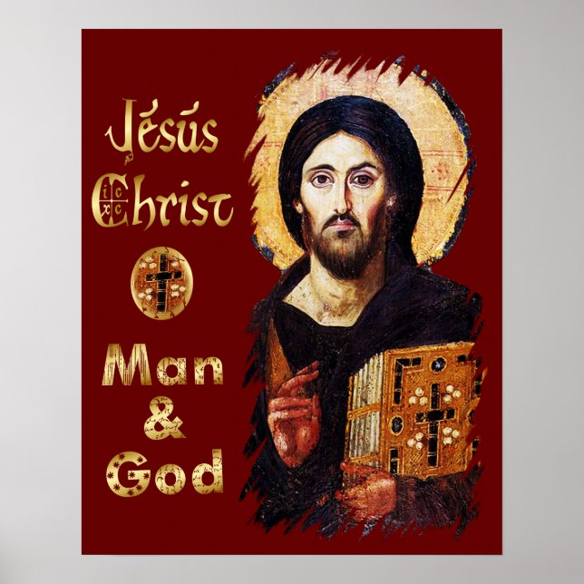 Jesus Christ Pantocrator Man & God Catholic   Poster (Front)