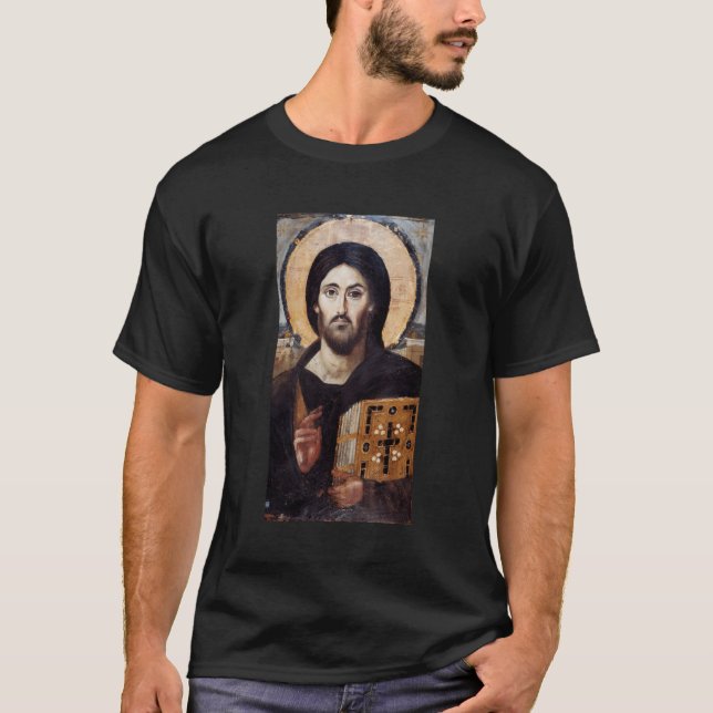 Jesus Christ Pantocrator Sinai Orthodox Christian  T-Shirt (Front)