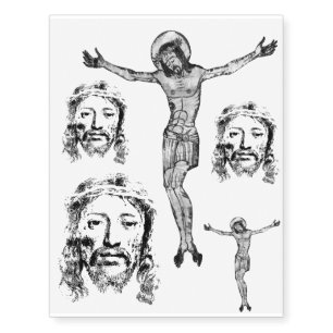 Jesus Christ, Portrait, Cross, Temporary Tattoos