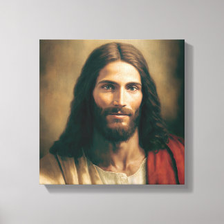 Jesus Christ Portrait On Canvas 12x12 Print
