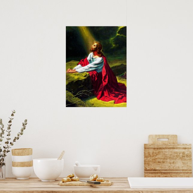 Jesus Christ Praying in the Garden of Gethsemane Poster | Zazzle