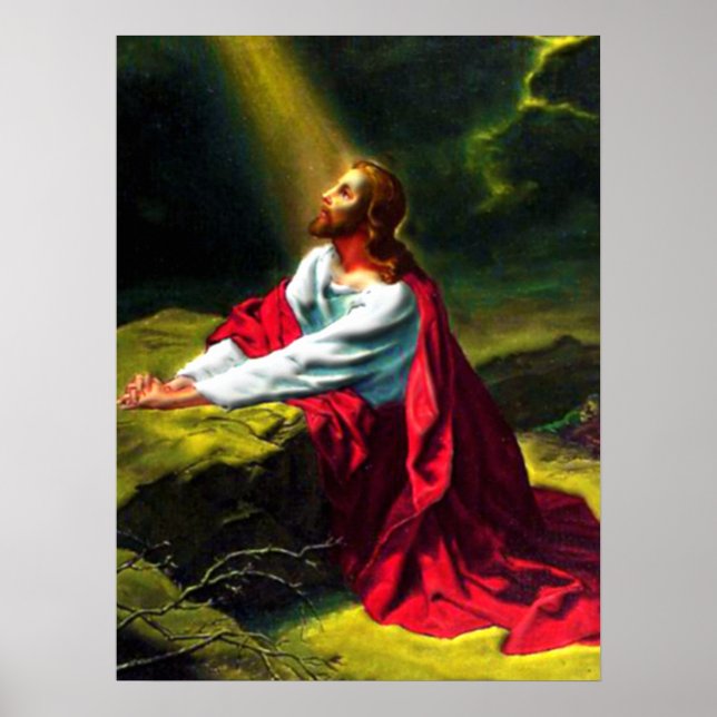 Jesus Christ Praying in the Garden of Gethsemane Poster (Front)