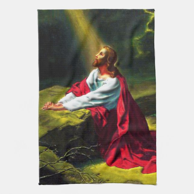 Jesus Christ Praying in the Garden of Gethsemane Towel (Vertical)