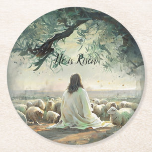 Jesus Christ Religious Easter Catholic  Round Paper Coaster